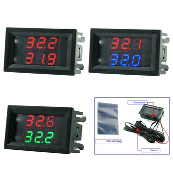 DC 4V-28V Mini Dual Display LED Digital Temperature Controller Temperature Sensor Thermometer Tester Control + NTC Metal Probe 1