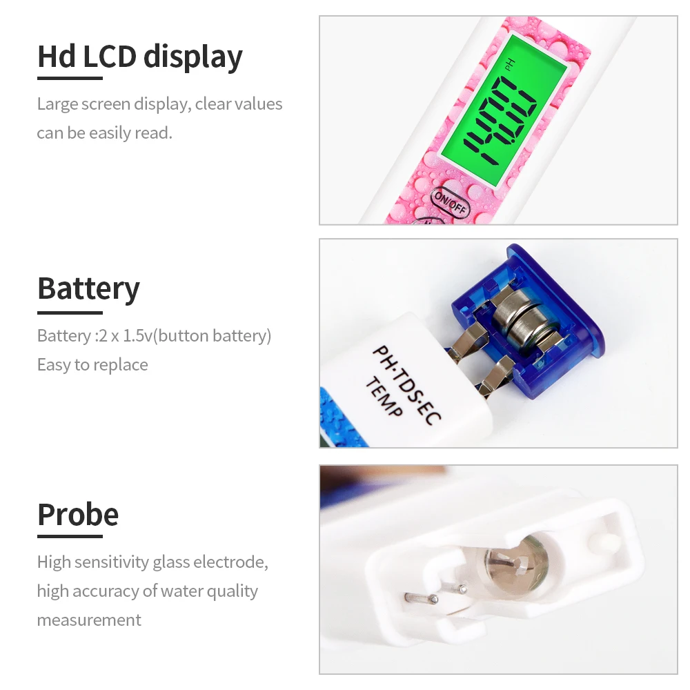  ˻ PH 跮 EC TDS TEMP ,  LCD Ʈ Ǯ, ļ  м , 4 in 1