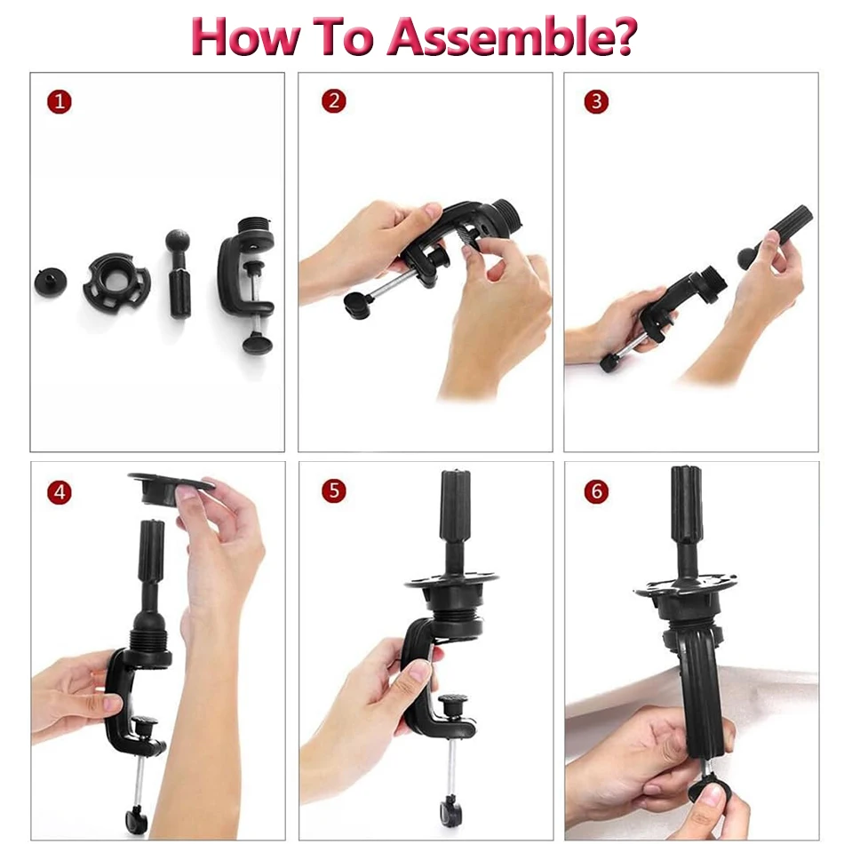3 قطعة عارضة أزياء رئيس حامل أسود شعر مستعار صغير...