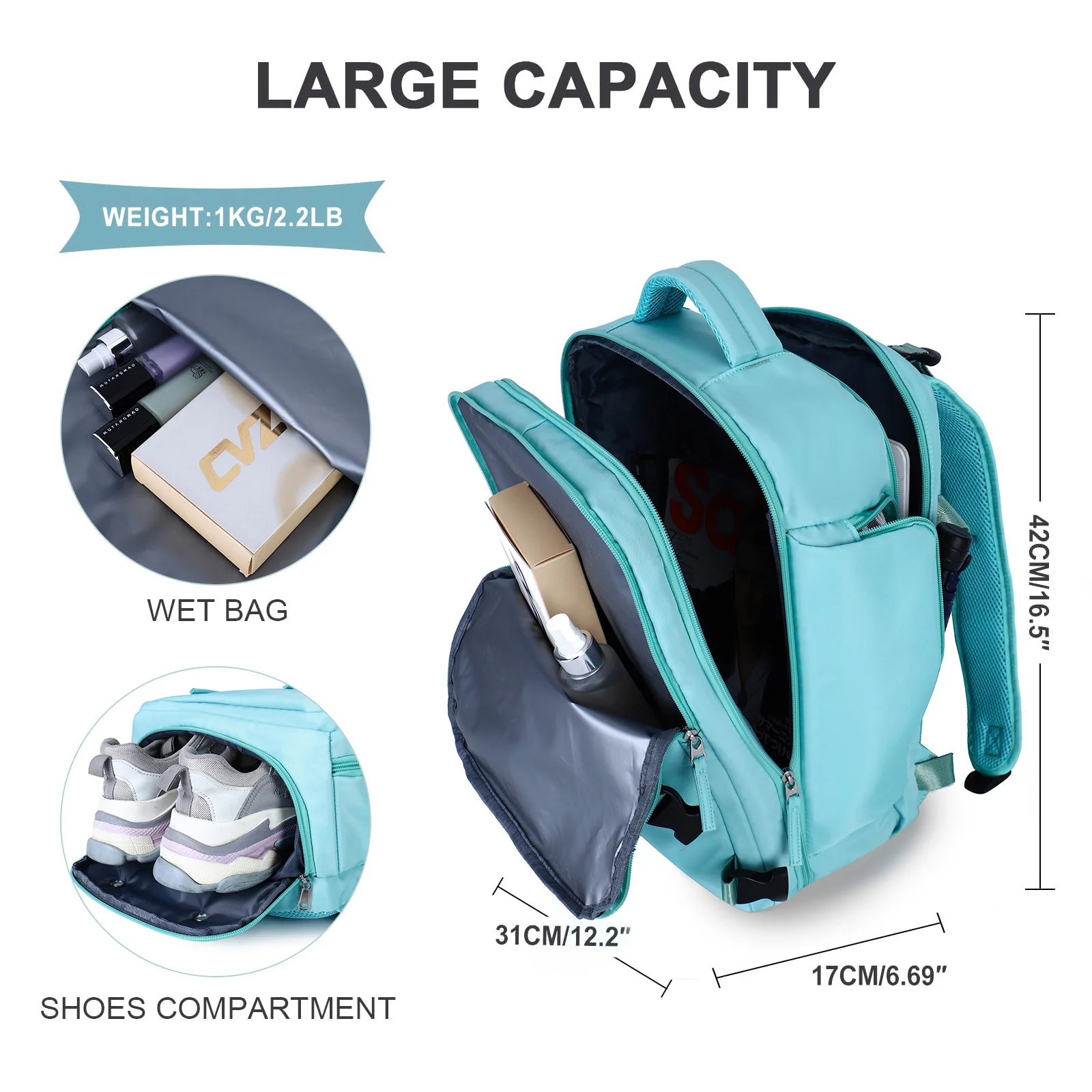 Women's Travel Backpack Large Capacity Airplane Multi-Function Luggage Lightweight Waterproof Notebook Bagpacks Women Sports Bag