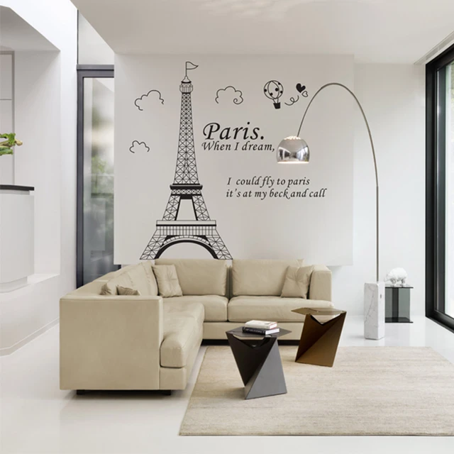 Romantik Paris eyfel kulesi duvar sticker yaratıcı ev dekor oturma odası  çıkartmaları duvar kağıdı yatak kreş