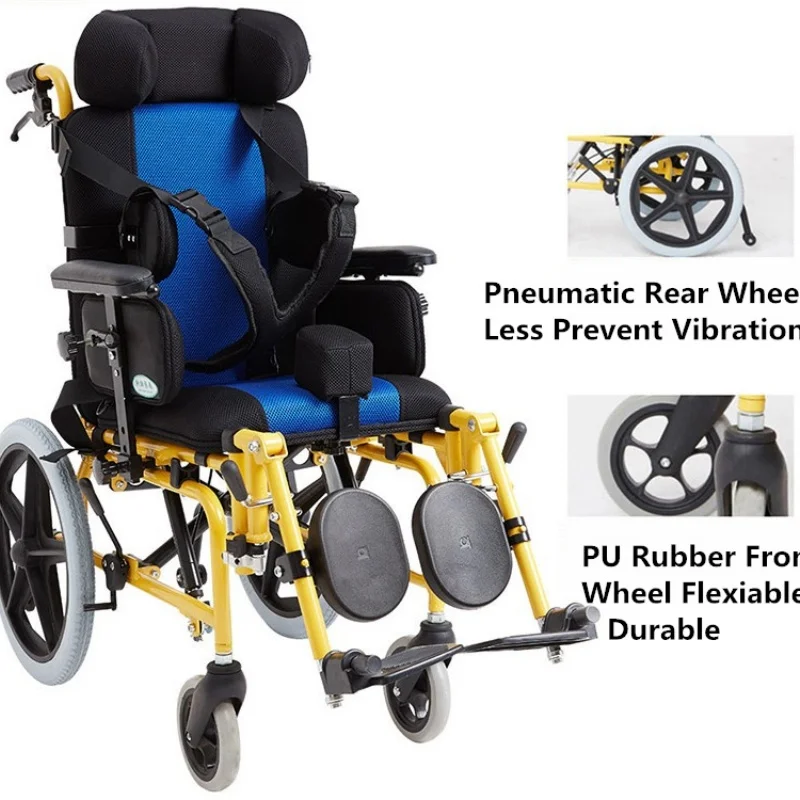 Adjustable Pediatric Wheelchair Children Cerebral Palsy Wheelchair manual Safety Wheelchair Lie down  Tilt Recline Wheelchair 2
