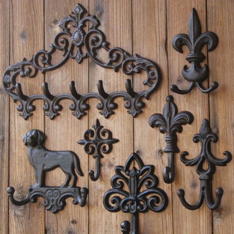 

European Style Retro Iron Hooks Courtyard Gardens Outdoor Creative Decoration Clothes and Key Hooks