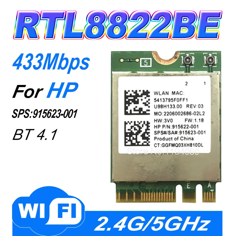 RTL8822BE RTL8822 WiFi + Bluetooth4.1 NGFF Không Dây WiFi Thẻ 2.4G / 5GHz SP: 915623-001 CARD WIFI best wifi adapter for pc