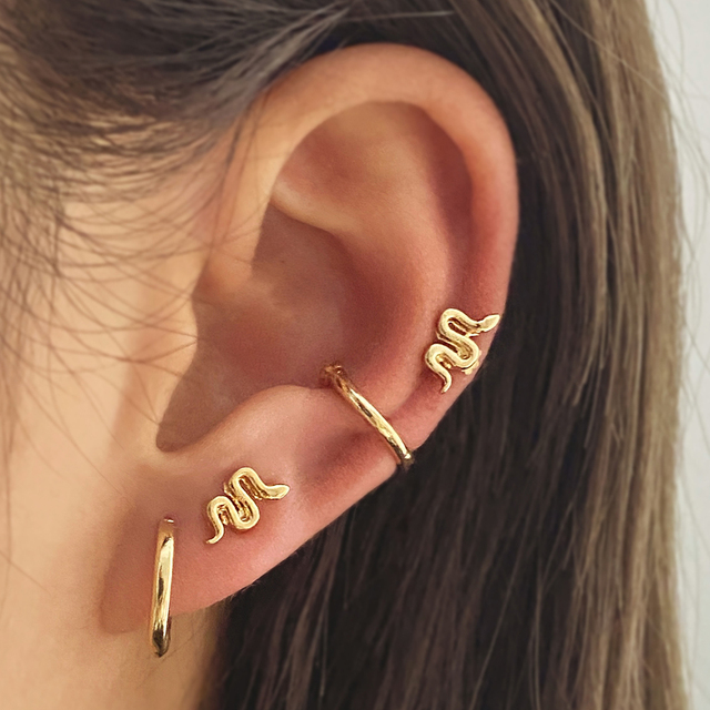 2022 Bohemia Gold Snake Butterfly Stud Earrings For Women Girls Ear on Clip Piercing Female Jewelry Brincos