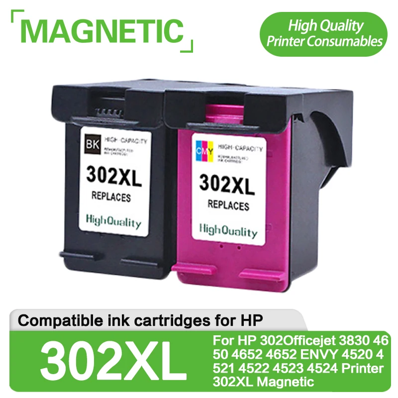 Per Hp Officejet 302 3830 4650 4652 4652 Envy 4520 4521 4522 4523 4524 Stampante 302Xl Magnetico Compatibile Cartuccia Di Inchiostro Per Hp302