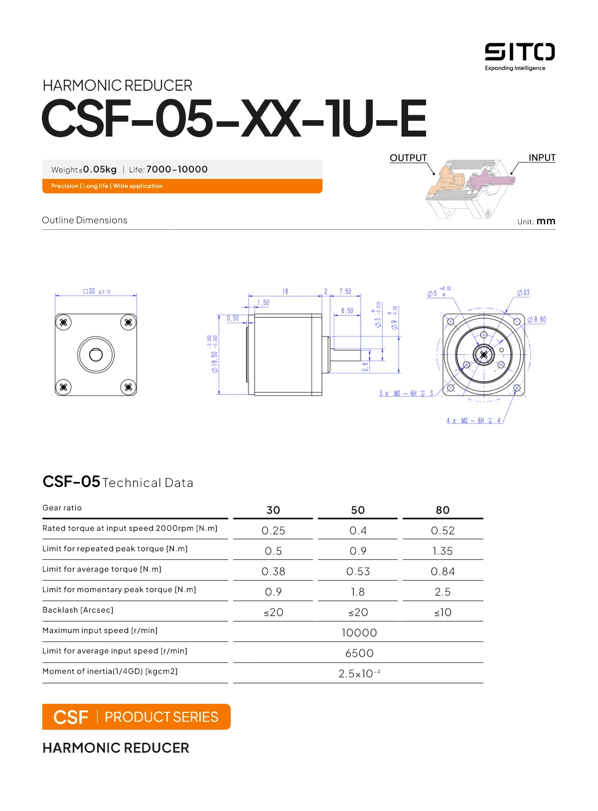 Description Picture 4 of itemSito CSF05 Micro Step-down Gearbox Compact Servo Motor Speed Reduction 50:1 Industrial Harmonic Reducer for Robot Finger