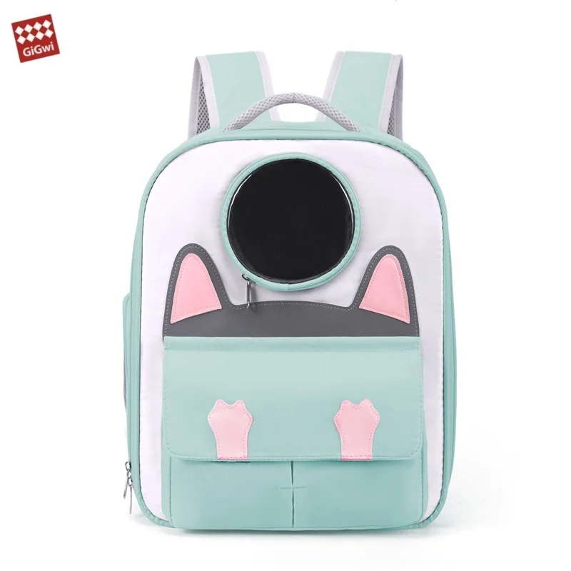 GiGwi New Transparent Pet Cat Colorblock Carrier Bag Outdoor Travel Backpack Breathable Cat Carrying Bag For Pets Up To 6.5kg