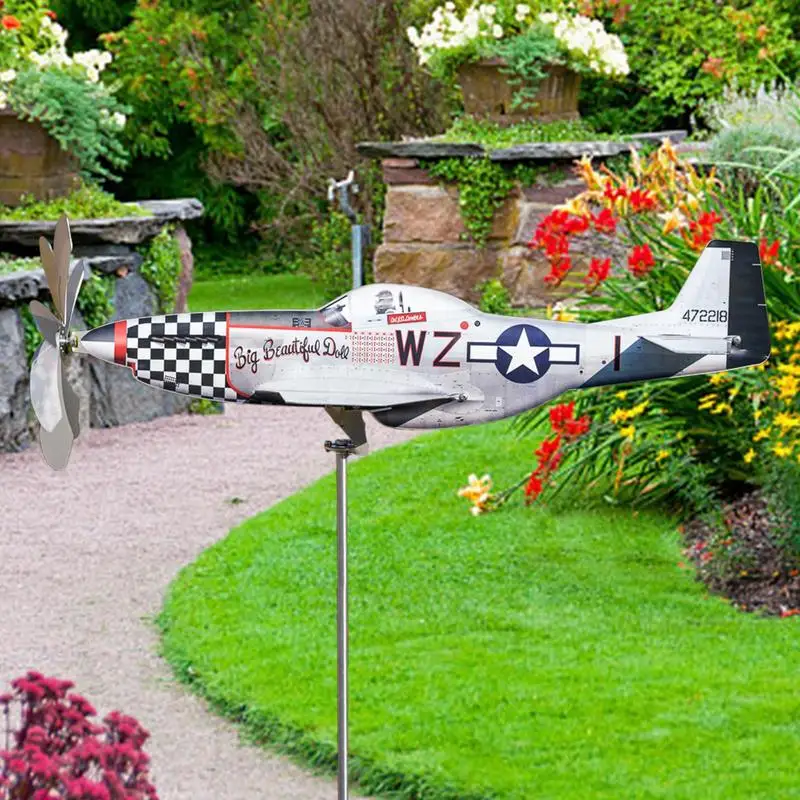Aircraft Wind Vane Metal Stainless Steel Garden Ornament Patio-garden art decor garden windmill
