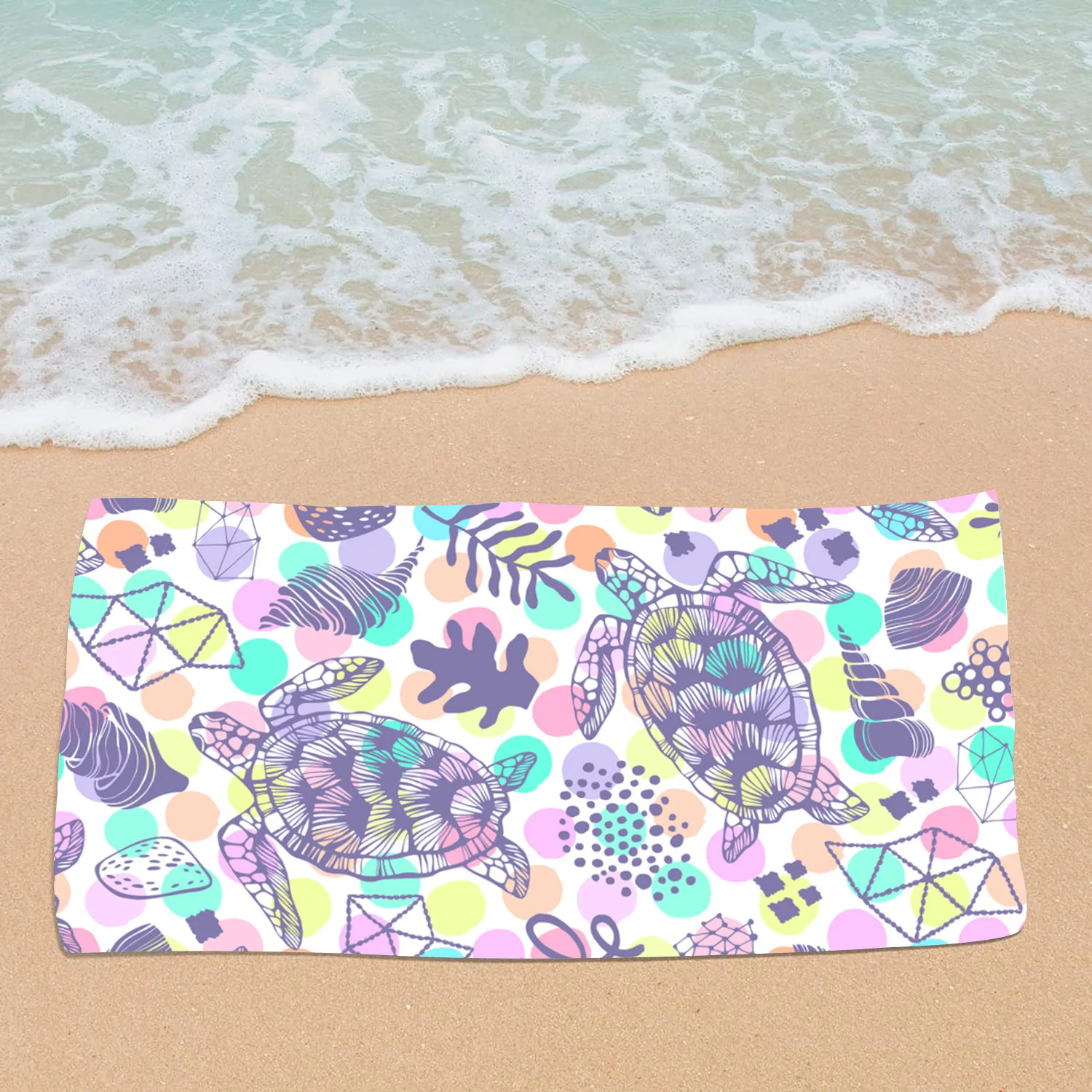 Purple Turtle Pattern Microfiber Soft,Absorbent, Quick-drying Beach Towel for Swimming, Camping and Bathing