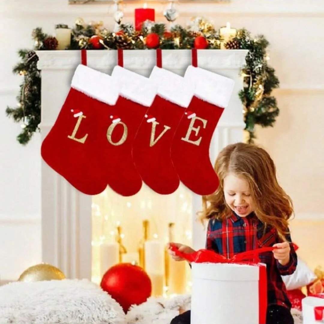 20 Inches Knit Monogram Christmas Stockings，Christmas Stockings Large Monogram Xmas English Letters Hanging Stockings