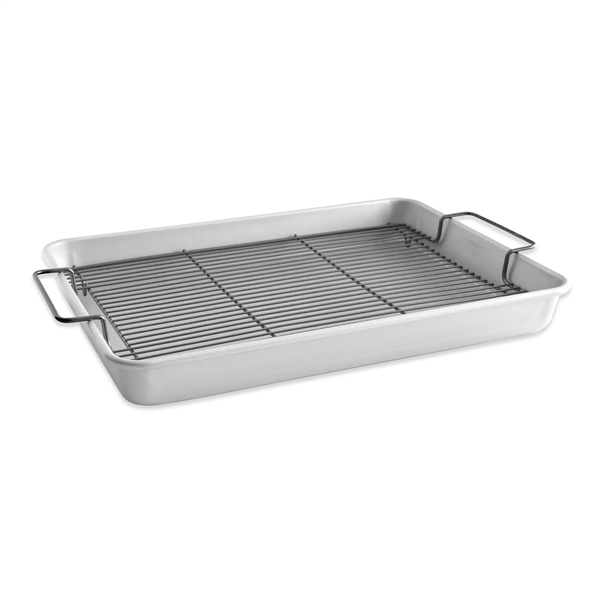 

Nordic Ware Natural Aluminum Roasting & Crisping Pan with Black Nonstick Rack, 19.6" x 12.9" x 2.3"