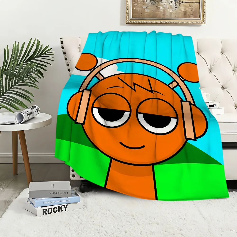 Cartoon S-Sprunki Pattern Incredibox Blanket Plush Nap Sofa rug for Living Room Office Bedroom Birthday Home Travel Kid Gifts 2