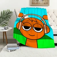 Cartoon S-Sprunki Pattern Incredibox Blanket Plush Nap Sofa rug for Living Room Office Bedroom Birthday Home Travel Kid Gifts 2