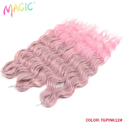 Anna Synthetic Hair 24 Inch Water Wave Braiding Hair Extensions Ombre Blonde Deep Wave Afro Curl Twist Crochet Hair for Women - Image 33