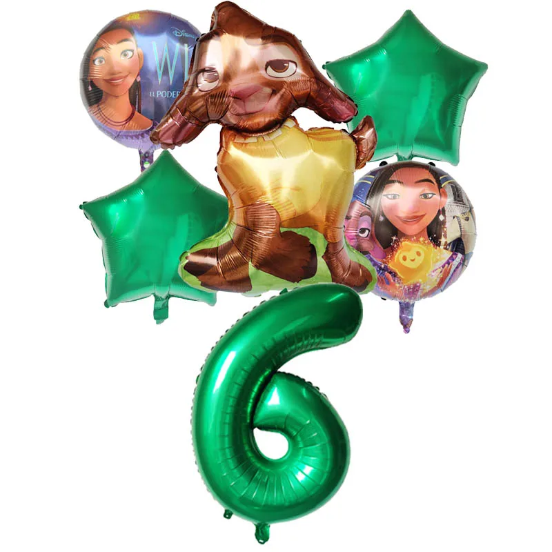 thumbnail image 1 of 6 piezas de globos de deseos con forma de oveja Asha, regalos de dibujos animados de Disney, globos de feliz cumpleaños, decoración con números, suministros para baby shower, regalos, 1 of 5