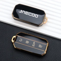 Soft TPU Car Key Case Cover Protector Shell and Keychain Accessory Holder (1pc golden black)