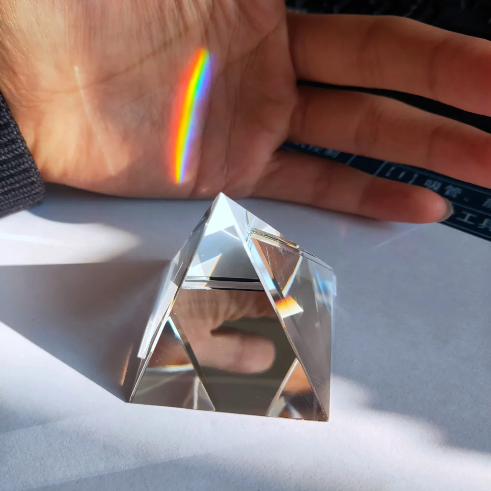 Optical Crystal Pyramid Prism 2.4inch Multicolor Toy And Decor Used