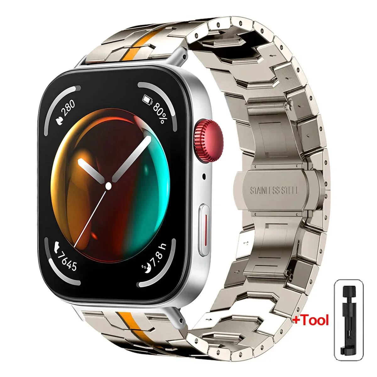 Premium Stainless Steel Adjustable Metal Strap for Smartwatches - Elegant Bracelet Wristband