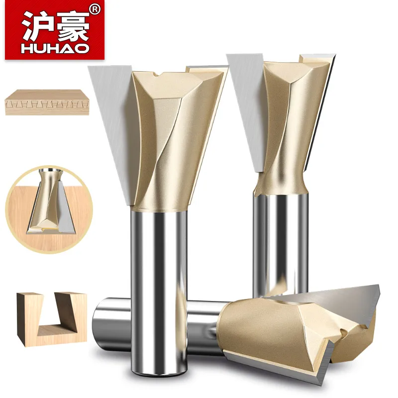 

HUHAO Dovetail Joint Router Bit Wood 12.7mm Shank Woodworking Milling Cutter Tungsten Steel Engraving End Mill Carpentry Tools