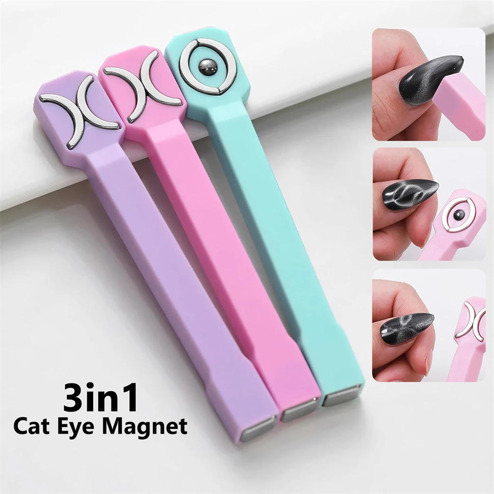 Strong Cat Eye Magnet for Nails Gel Polish 3 in 1 Cateye Magnetic Tool for Nail Art Cat Eye Nail Tool Magnetic Nail Art Tools Magnetic Nail Tools