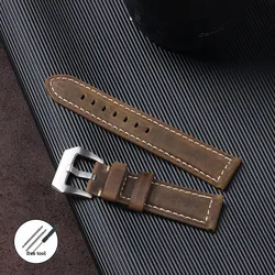 Premium Genuine Leather Watch Strap - Men's & Women's Stylish Bracelet, Horse Cowhide Belts - 26mm (DarkBrown)