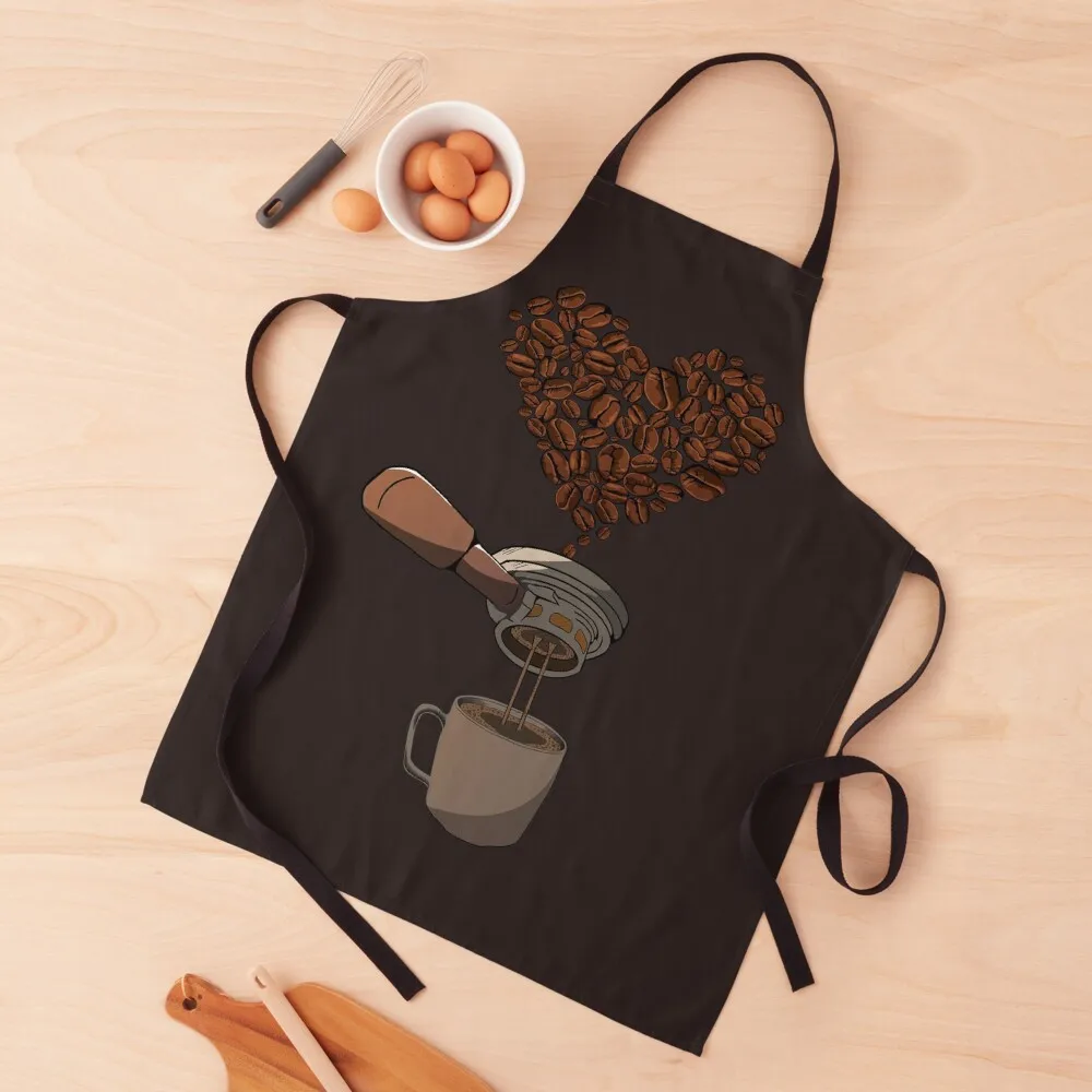 

Barista Coffee Beans Heart Cartoon Apron Chef jacket men Kitchen Kawaii Accessories beauty master Apron