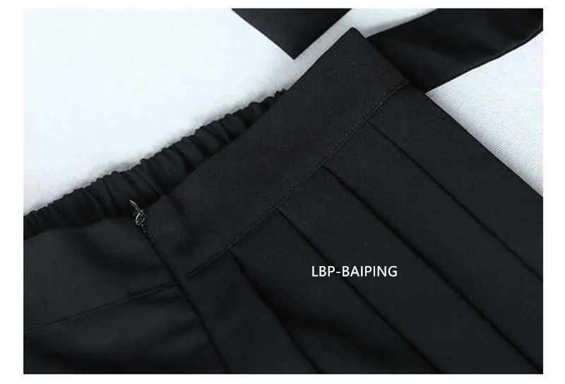 Autumn New 2026 Irregular False Two-piece Skirt Pants Women Black Wide-leg Pant Ladies Elastic Waist Straps Casual Pants Lady