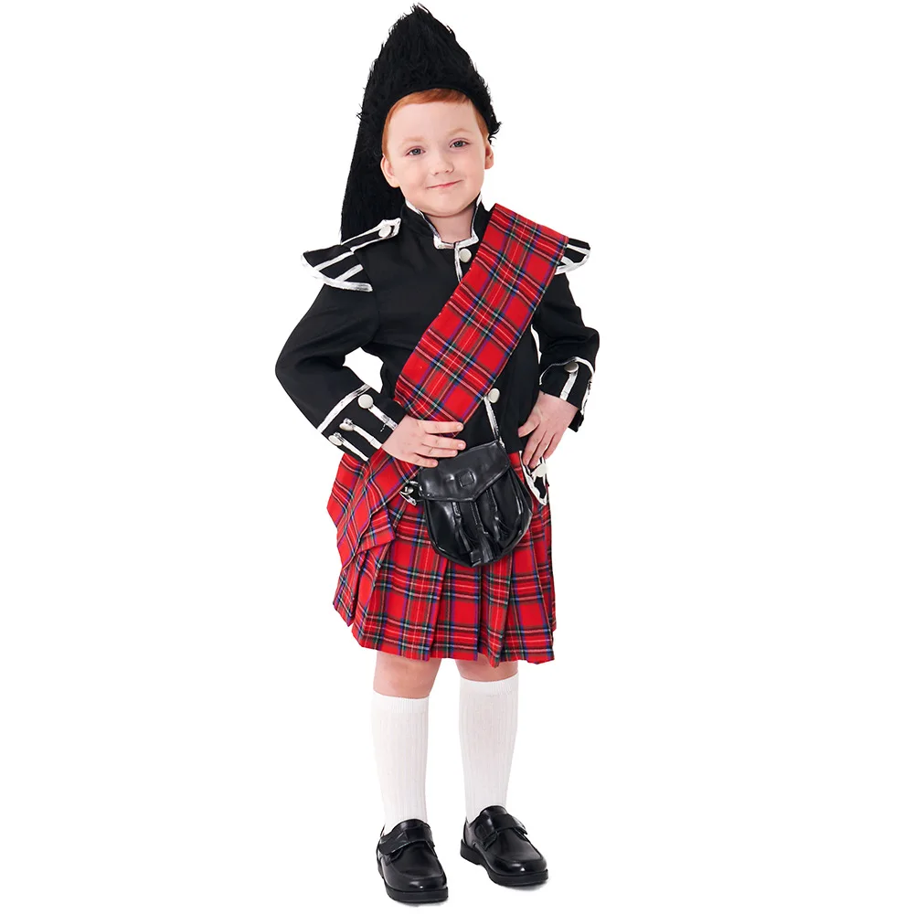 Boys Scottish Royal Guard Costume Kids School Stage Performance Toy Soldier Nutcracker Outfits