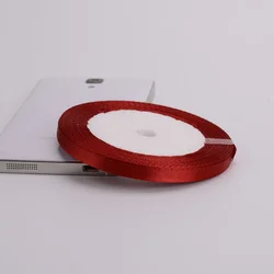 Elegant Burgundy Satin Ribbon - 25 Yards, 6mm - 75mm Widths, Perfect for DIY Crafts, Gift Wrapping, and Party Decorations (6mm Burgundy)