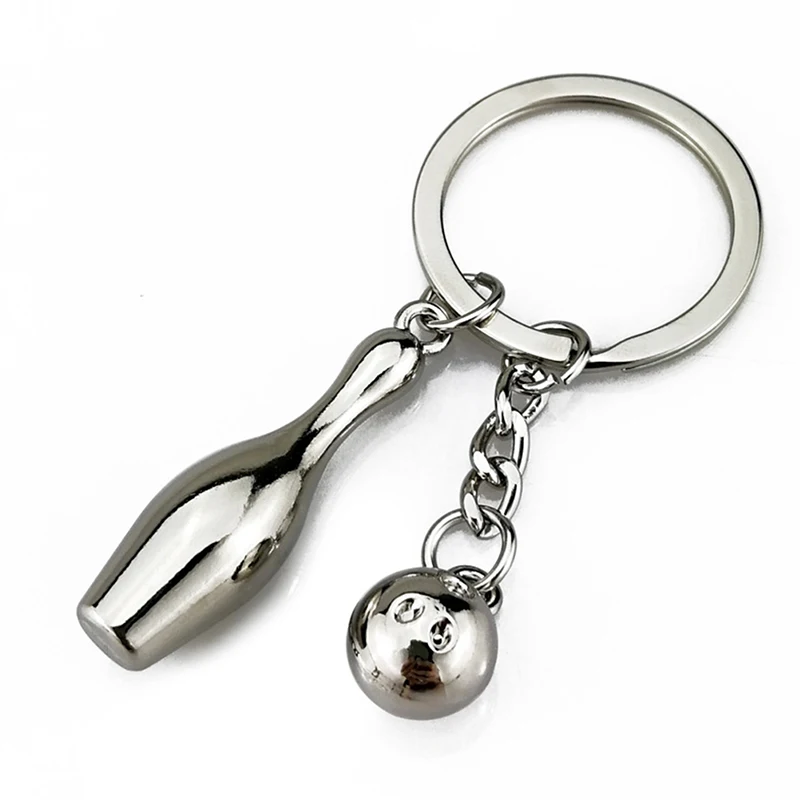 Creative Alloy Bowling Ball Pendant Car Key Ring Purse Bag Ornament Keychain Sports Lover Club Gift bowling accessories