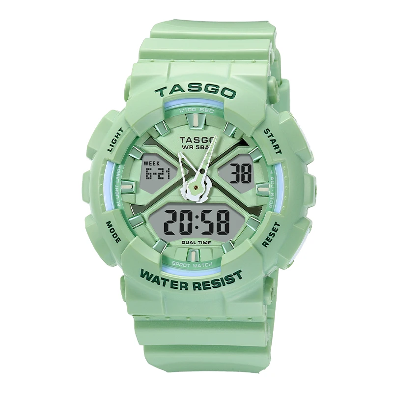 TASGO T138 Sport Digital Quartz Men's Watch LED Auto Hand Lamp World Time Full Function Oak Series