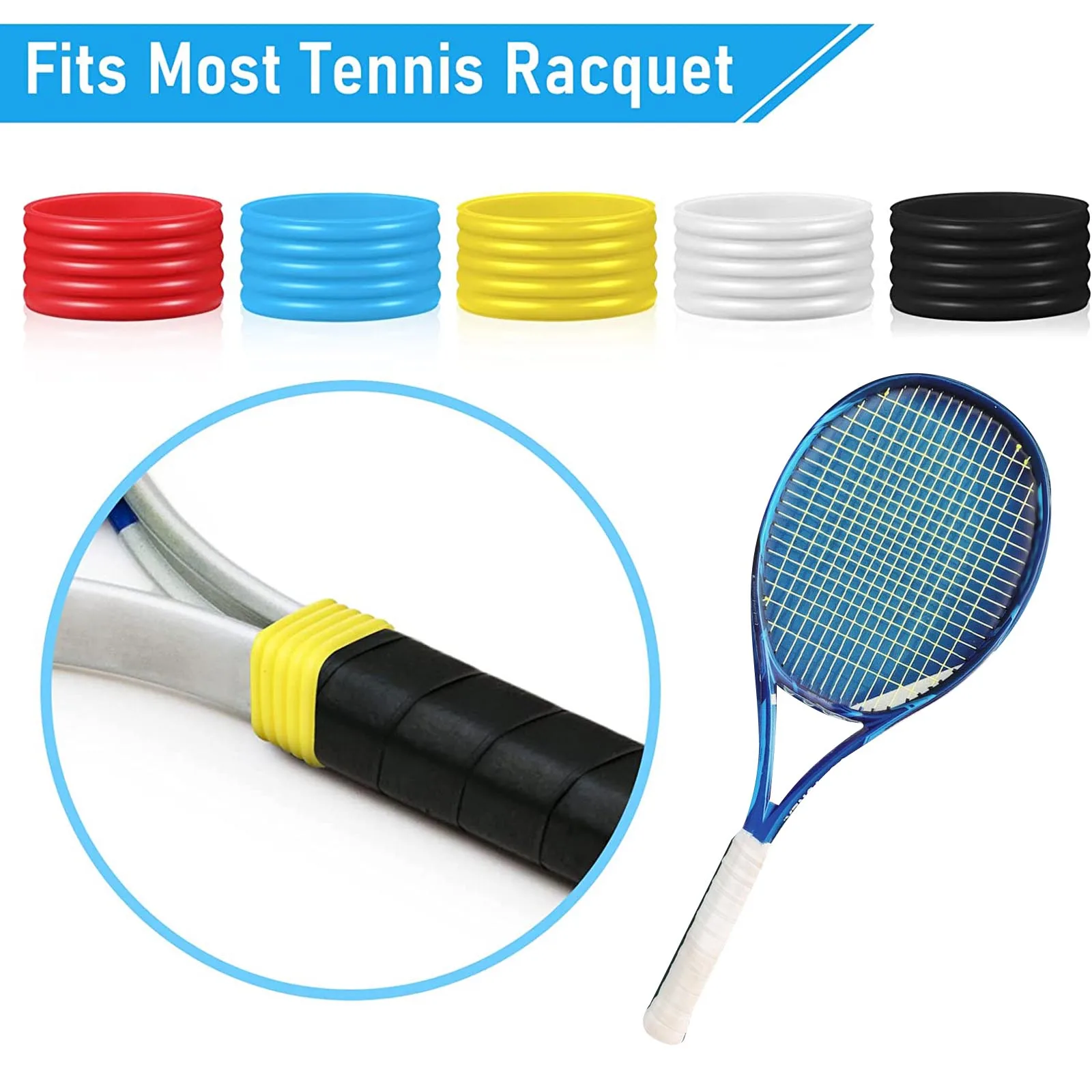 10pcs Tennis Racquet Rubber Ring 25mm 20mm Silicone For Tennis Racket Squash Racket Outdoor Badminton Accessories Equipment