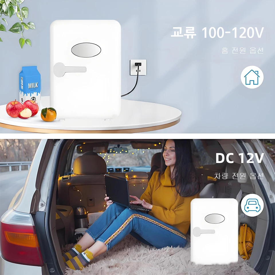 야나체 미니 냉장고 휴대용 차량용 냉장고 4L/6L 가정 사무실 여행 해변 음료 식품 보관 쿨러 박스 (냉각 및 보온 기능)