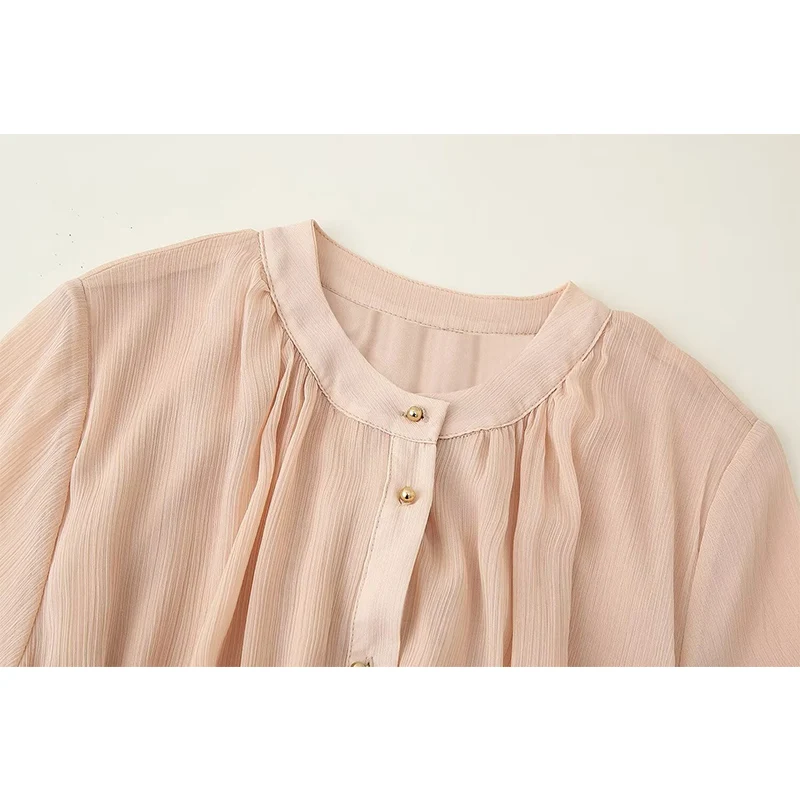 Chic Elegant Pleated Woman Dress Fashion Single Breasted Long Dresses Holiday O-Neck With Belt Female Evening Party Dresses