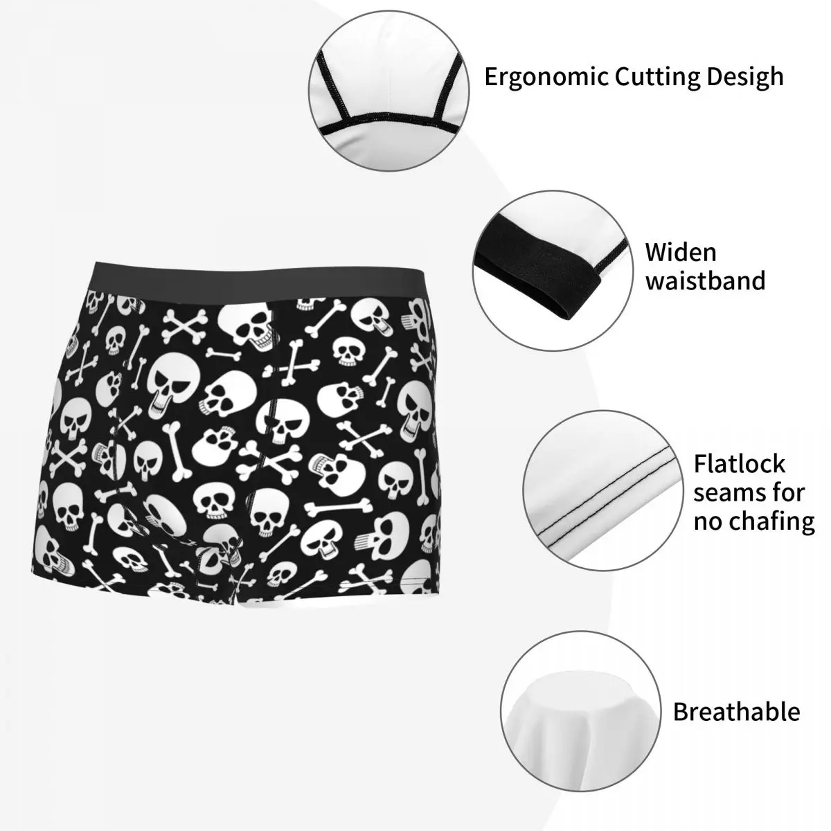 Fashion Horror Skeleton Gothic Death Skull Boxers Shorts Panties Male Underpants Comfortable Briefs Underwear 5