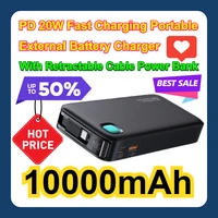With Retractable Cable Power Bank 10000mAh For Smart Phone Power Bank PD 20W Fast Charging Portable External Battery Charger 1