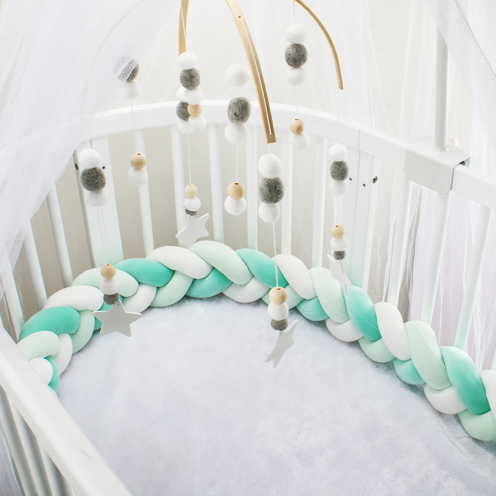 Baby Bed Bumper 1M/2M/3M Infant Cradle Pillow Cushion Braid Knot Bumper Crib Protector Room Decor Tour De Lit Bebe Tresse