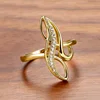 Huitan Hyperbole Marquise en forme de couleur or anneaux pour les femmes entièrement pavé éblouissant CZ nouveaux accessoires de bande de mariage à la mode bijoux