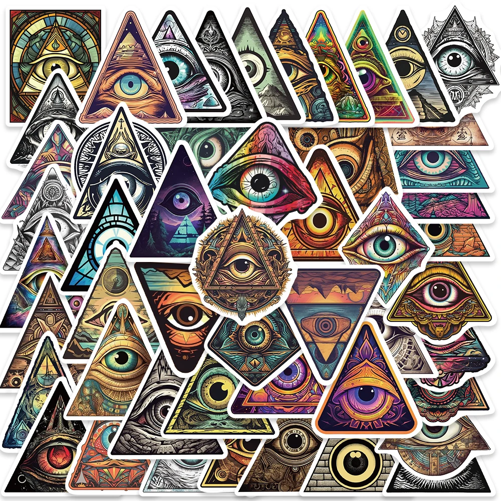 50pcs Retro Cartoon All Seeing Eye Aesthetic Stickers Waterproof Graffiti For Laptop Luggage Guitar Skateboard Vinyl Decals