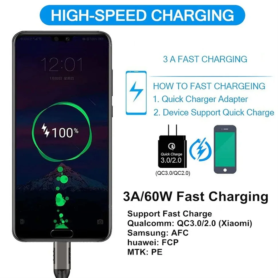 10Gbps USB3.2 Gen2 케이블 USB 3.0/3.1/3.2 케이블 USB A to USB Type C 데이터 전송 SSD 하드 디스크 케이블 3A 60W QC 3.0