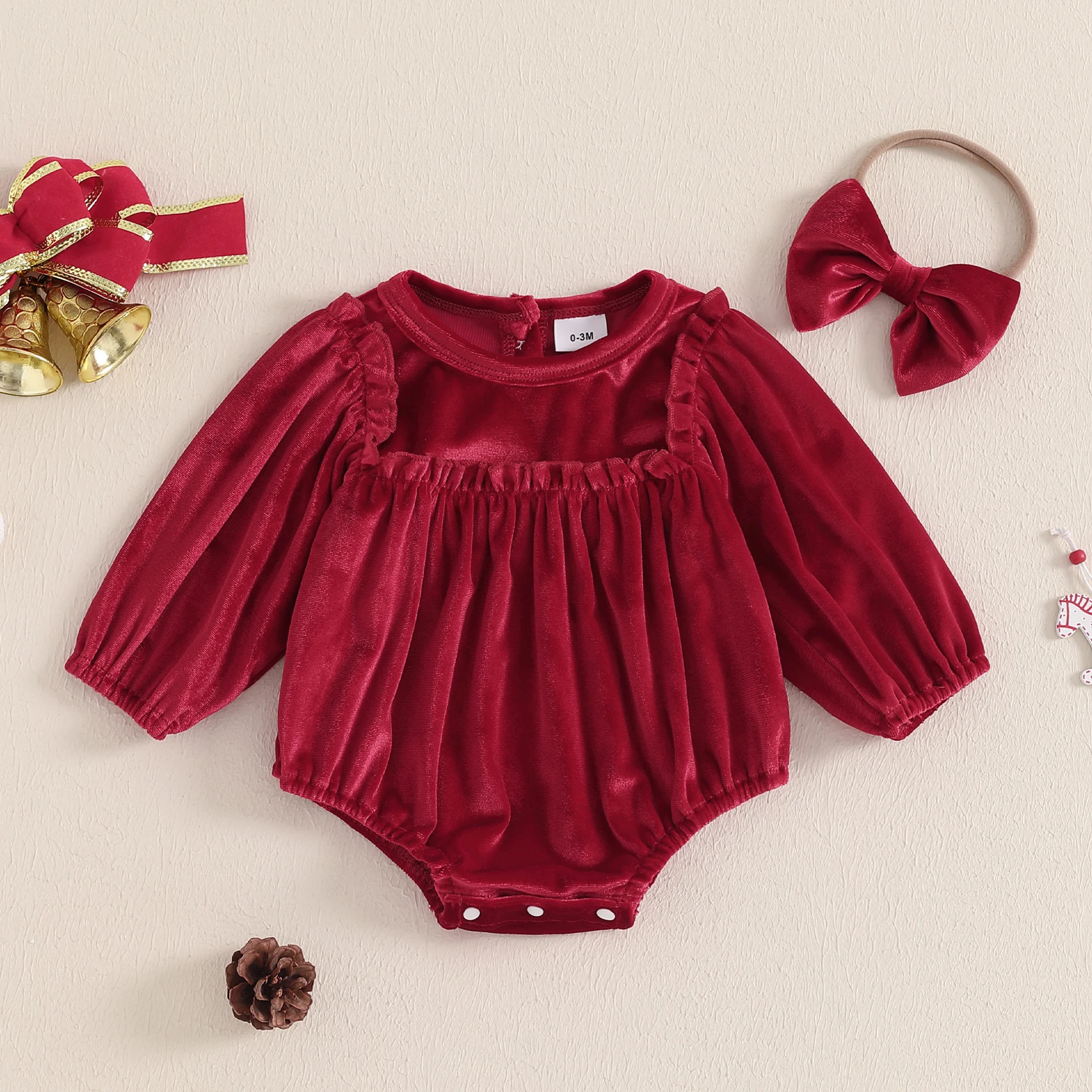 Orange Red Cute Winter Baby Romper