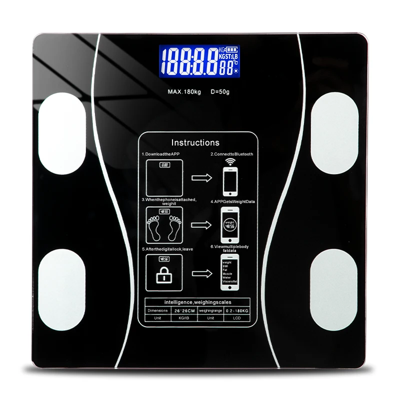 Body Fat Scale Smart Wireless Digital Bathroom Weight Scale Body Composition Analyzer With Smartphone App Bluetooth GUANYAO