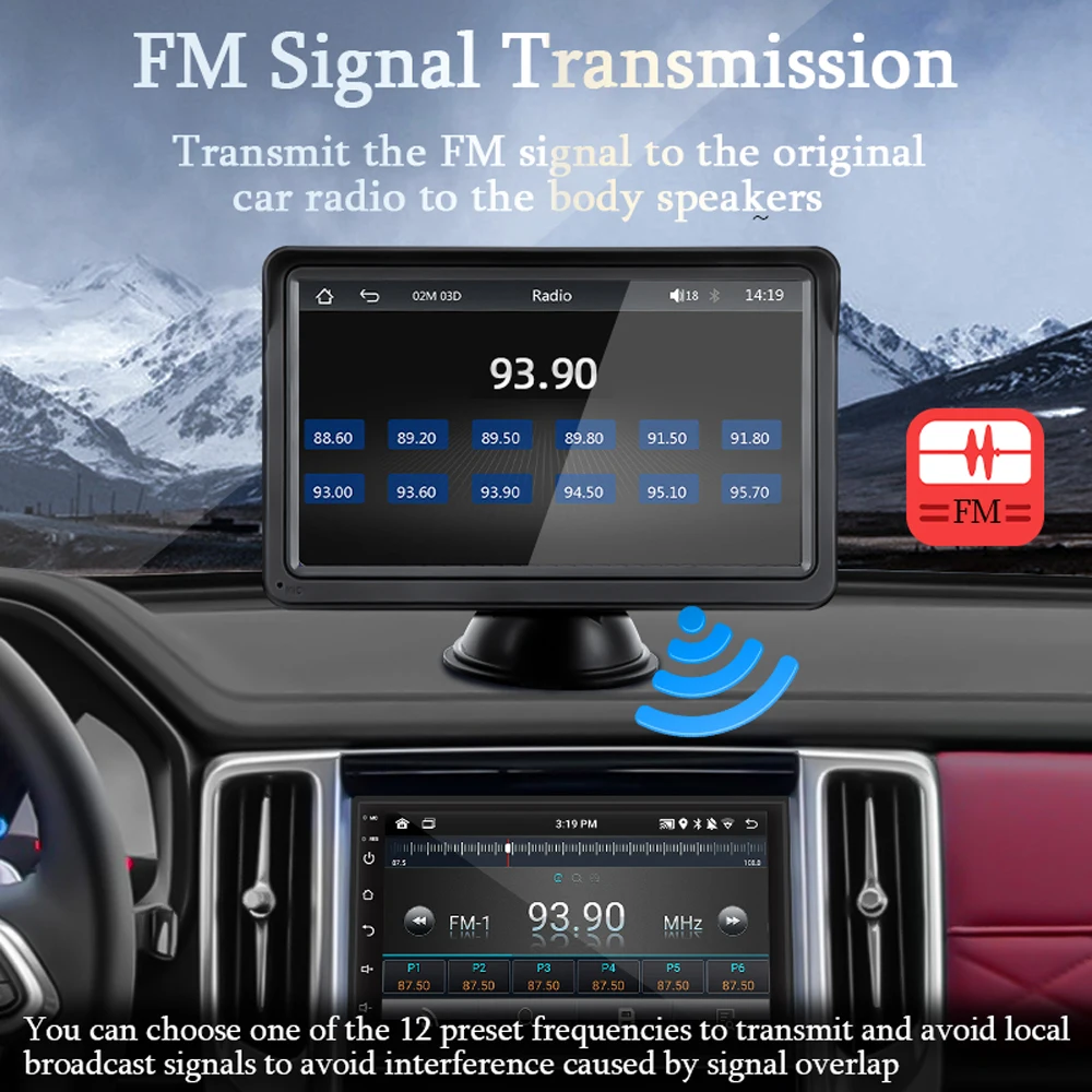 Carplay Android Auto Car Radio Multimedia Video Player 7Inch Portable Touch Screen Bluetooth 5.0 with Remote Control