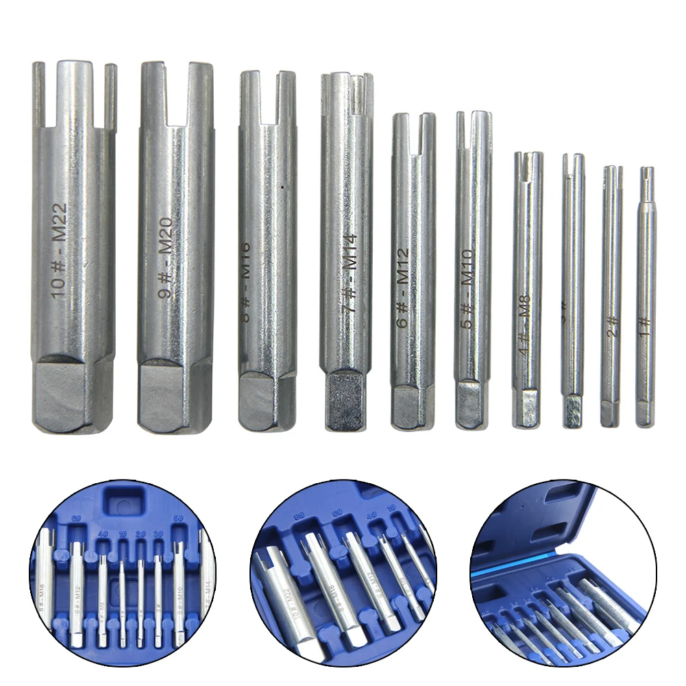 

10 Pcs/set Remove Stripped Damaged Screw Tap Extractor M4-M22 Broken-Head Screw Removal-Tool Broken Head Corkscrew Extractor