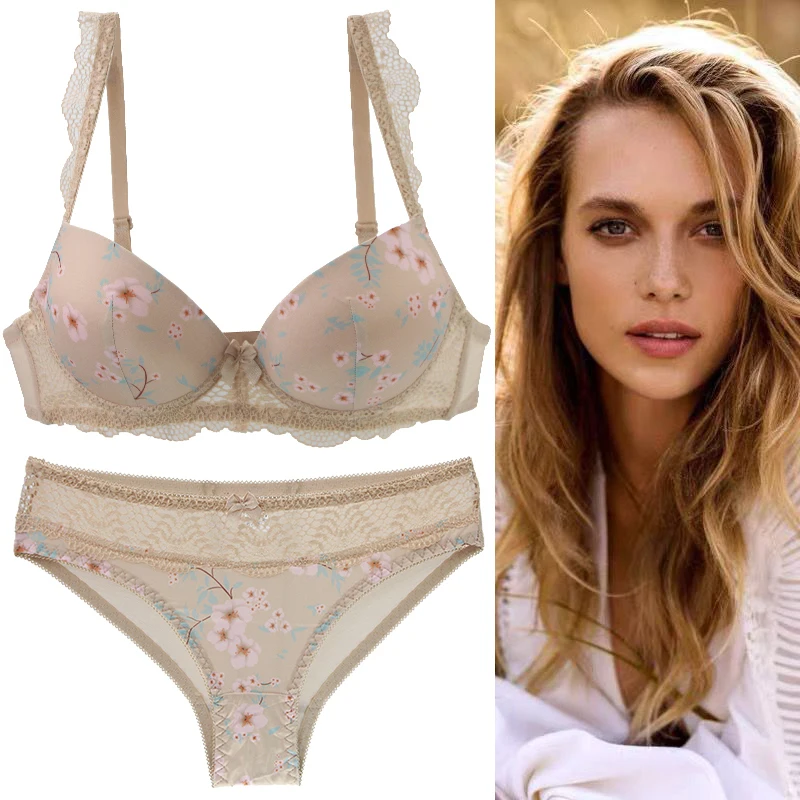 Damen Dessous Set Mit Blumenmuster Push Up Bh Und Slip Sexy_voghion.com