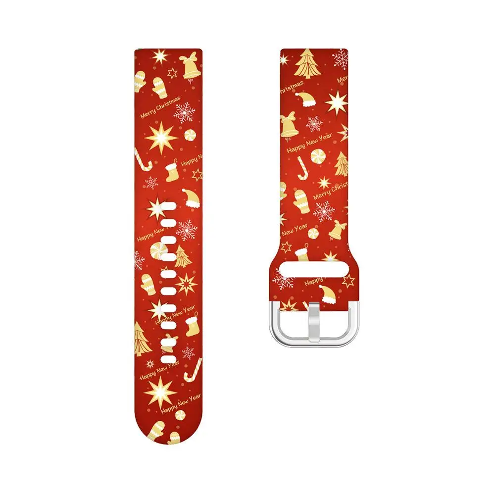 Christmas-Themed Silicone Watch Strap with Festive Prints