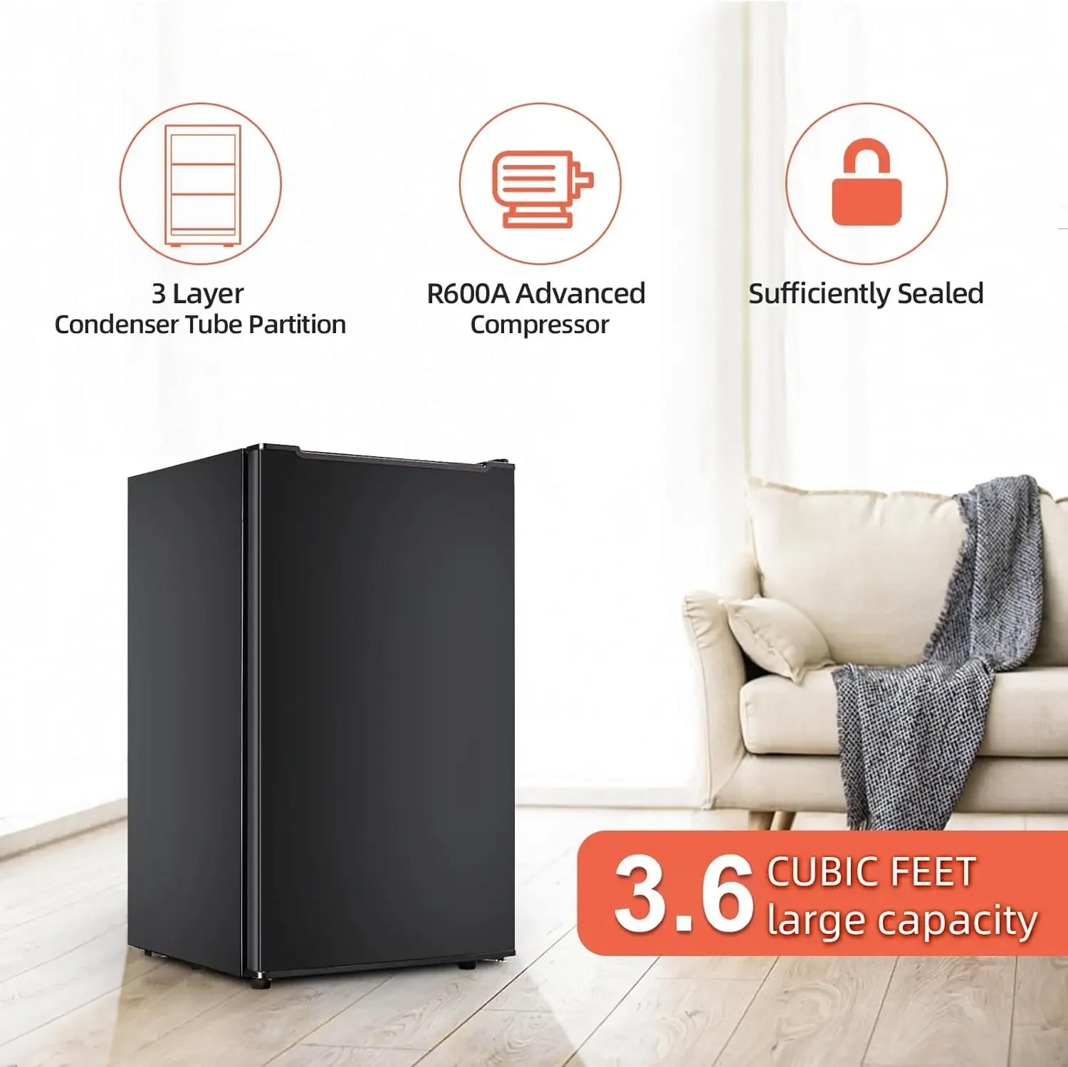 Upright freezer 3.6 Cu.ft, Compact Mini Freezer with Reversible Door, 3 Adjustable Thermostat, Quiet Stand Up Freezer for Apartm 4