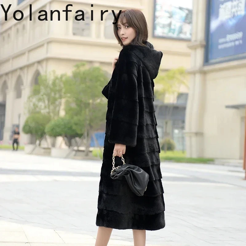 

Real Fur Coat Womens Clothing Peices of Mink Fur Spliced Fur Jacket for Women 2024 Winter Hooded Long Fur Coats Casaco Feminino