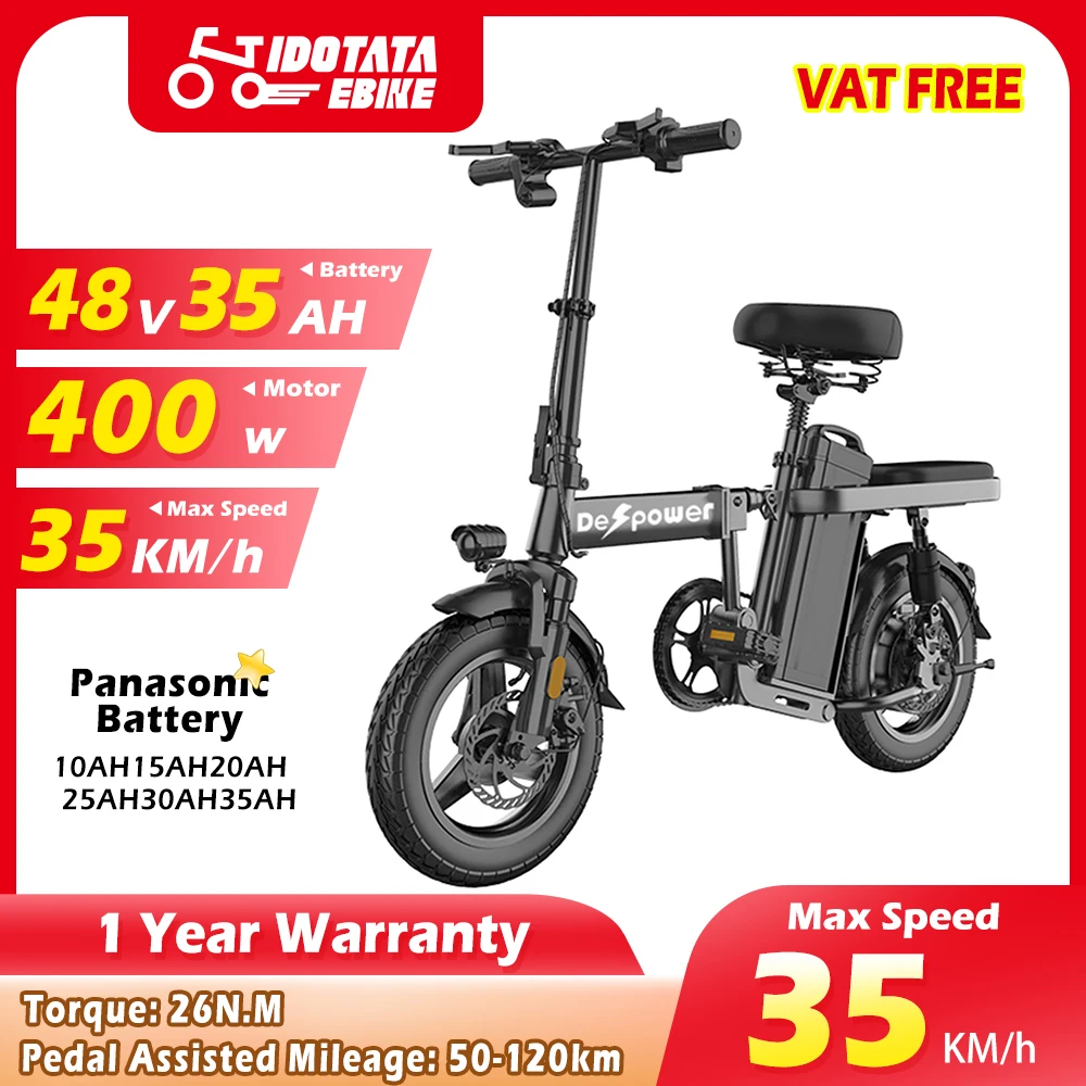 Mini Ebike 14INCH Folding Electric Bicycles 48V30Ah Lithium Battery E ...